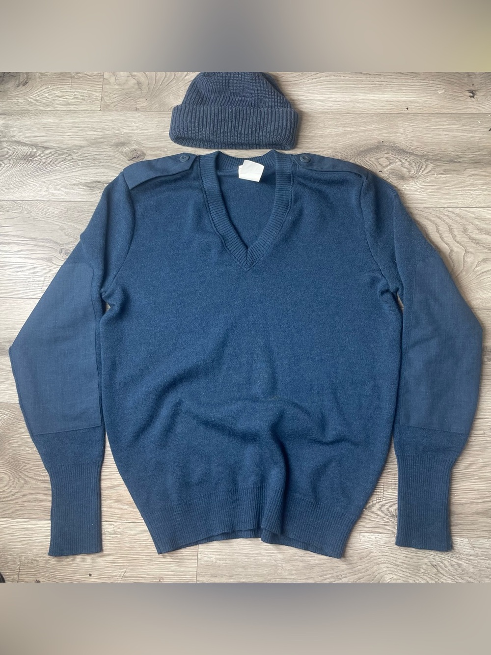 Canadian Military issued blue wool Sweater with matching wool hat